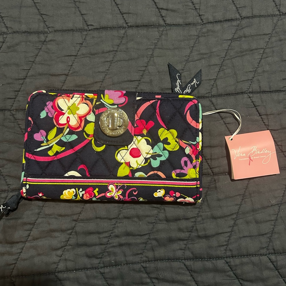 Vera Bradley Black and Pink Floral Wallet